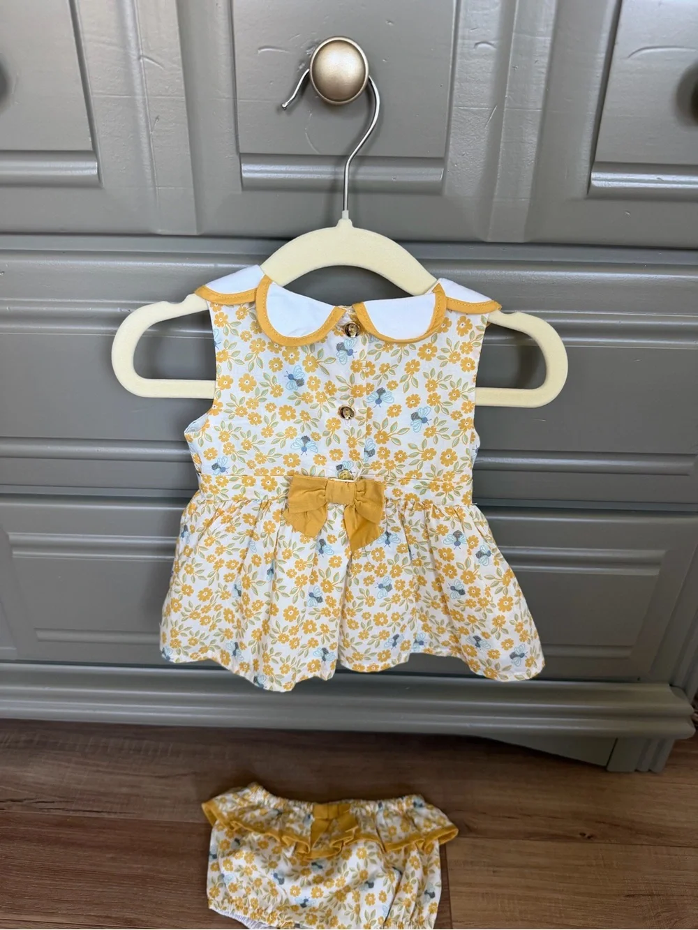Cynthia Rowley 3-6 Months Yellow Floral Top Set Bumblebee Spring Summer Outfit
